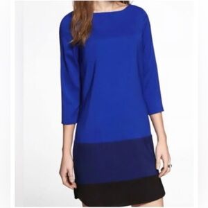 Express Royal Blue and Black 3/4 Sleeve Dress
